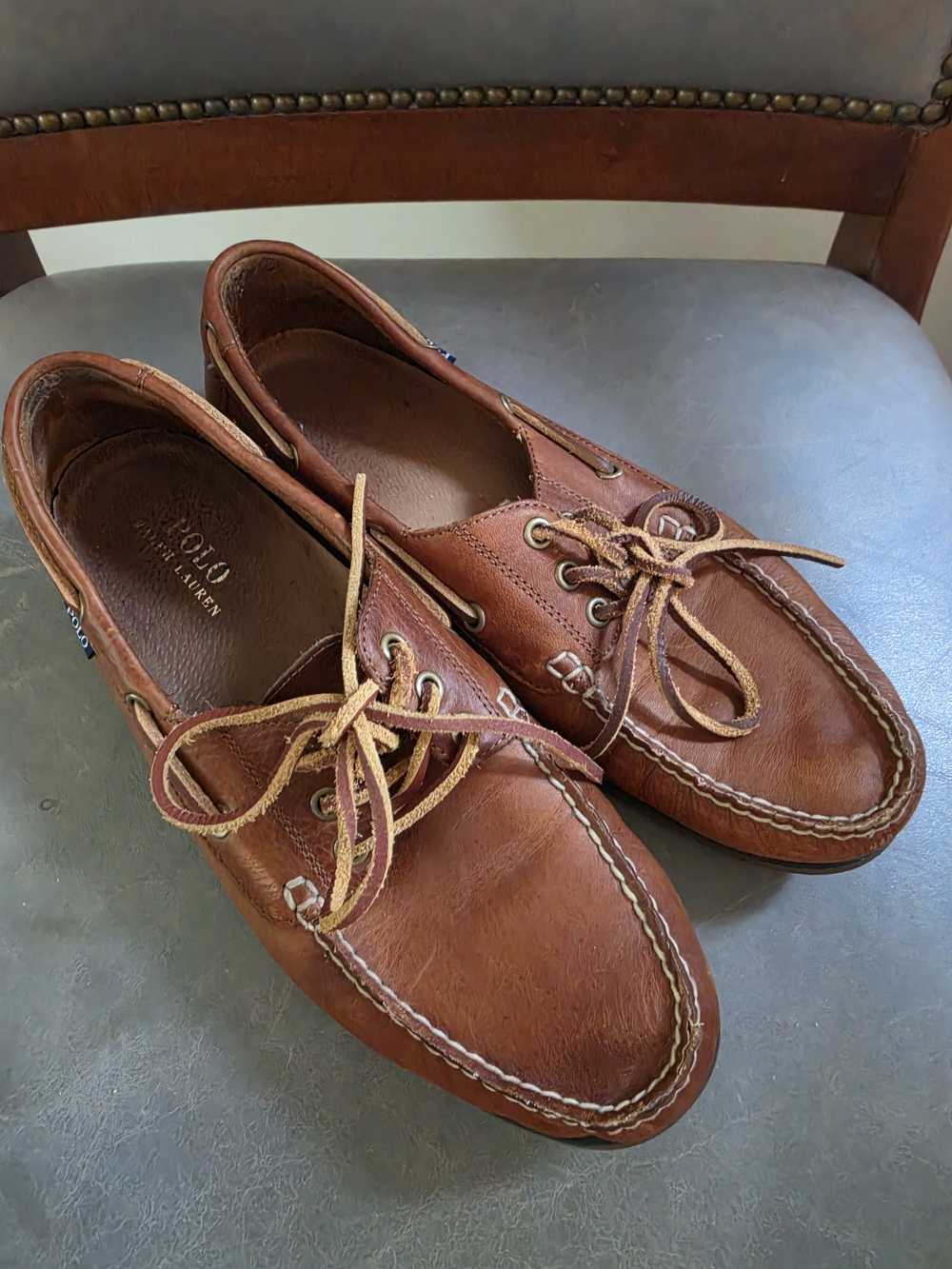 Polo by Ralph Lauren Men's Cognac Leather Boat Shoes
